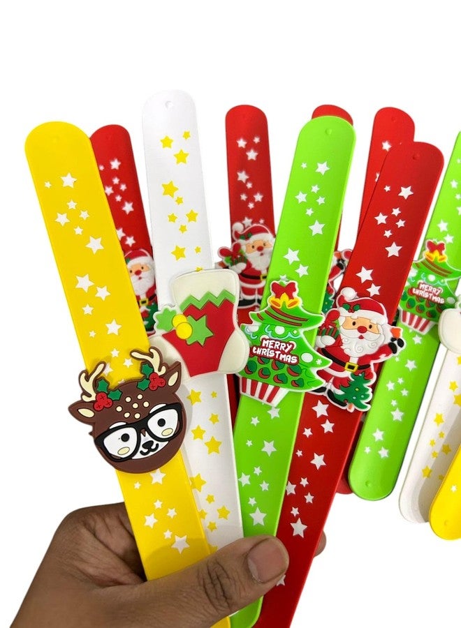 Asera Christmas X-mas Theme Slap Band Bracelets Silicone Wristbands Party Supplies Kids Party Favors Decor Novelty Toy School Prize Gifts Children Goodie Bag Fillers (Set of 24) - Image 3
